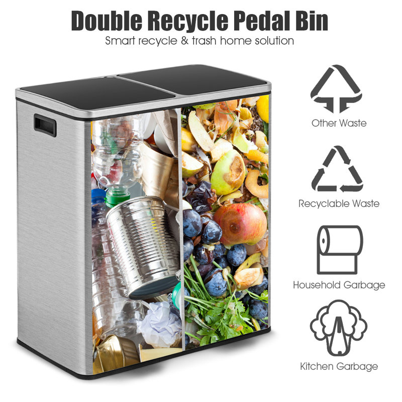 Sabang Plastic Open Kitchen Trash Can - 60L