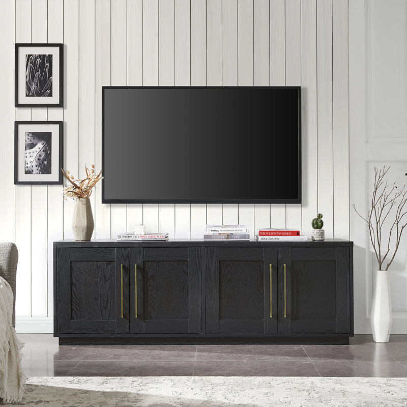 Tillman Unfinished TV Stand for TVs up to 75", Black Grain