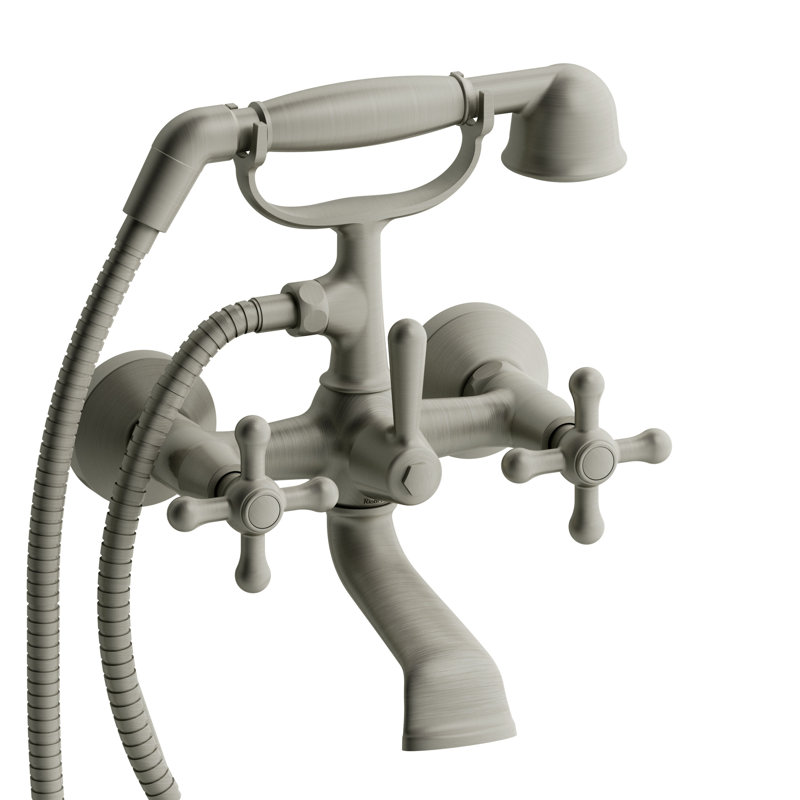Classic™ Two Hole Tub Filler, Brushed Nickel, Cross Handle
