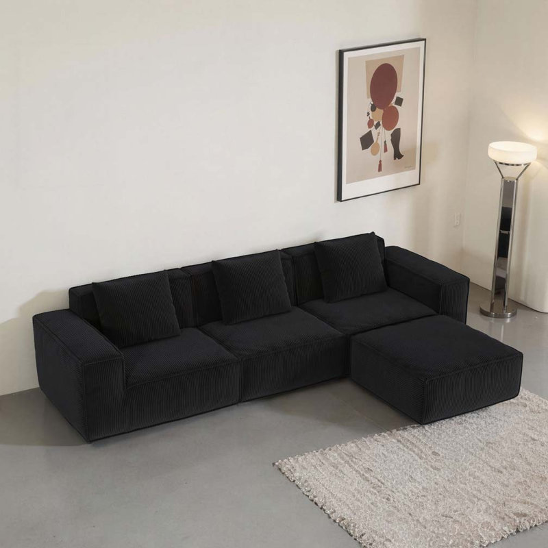 Canapé convertible 3 places, H 28,39 po x l 118 po x P 39,4 po, 3, Noir