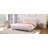 Contemporary Upholstered Bed With Teddy Fleece Boucle Fabric And Solid Round Legs Stylish Curve-Shaped Design For Bedroom,Queen Size,White