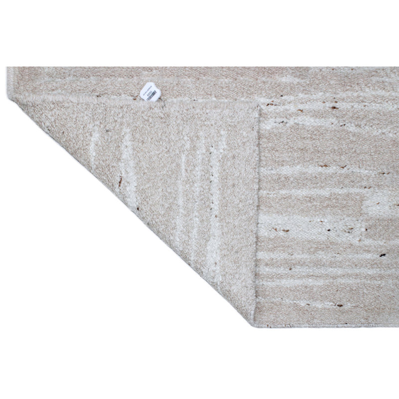 Wool Area Rug in White/Brown, Rectangle 9' x 12'