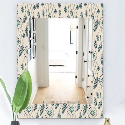 Miroir mural bohémien et éclectique 24 plumes