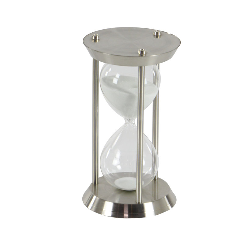 Elegant Silver Metal and Glass 12" Hourglass Sand Timer