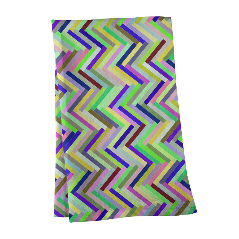 Torchon Herringbone, Vert, Sergé de coton