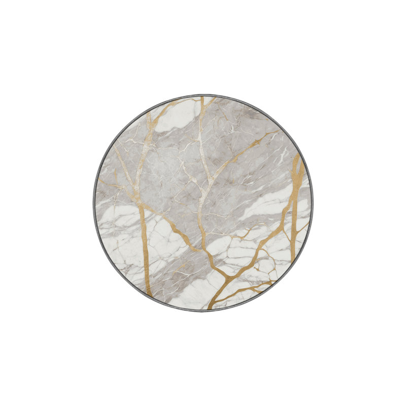 Tapis gris soyeux et moelleux, Rond 5 pi