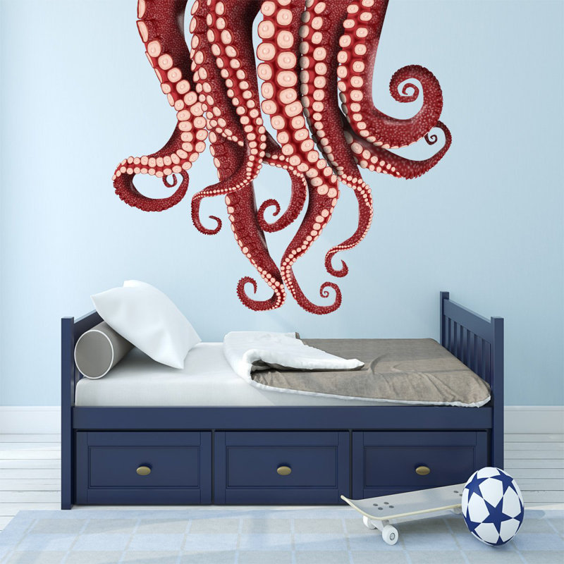 Autocollant mural tentacules en vinyle octopus Jain, H 22 po x l 24 po