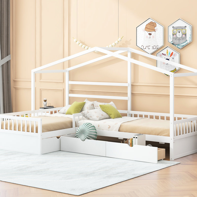 Lit plateforme simple avec 3 tiroirs, blanc - Construction solide et style, Blanc