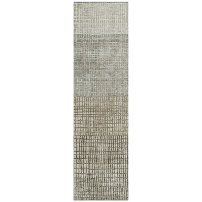 Machine Washable Indoor/Outdoor Xhevrie Taupe Rug