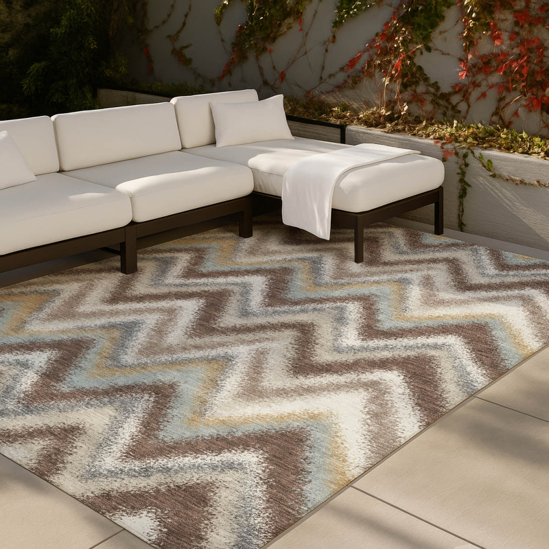 Machine Washable Indoor/Outdoor Chantille ACN2596 Geometric Rug, Chocolate, 2'6" x 3'10"