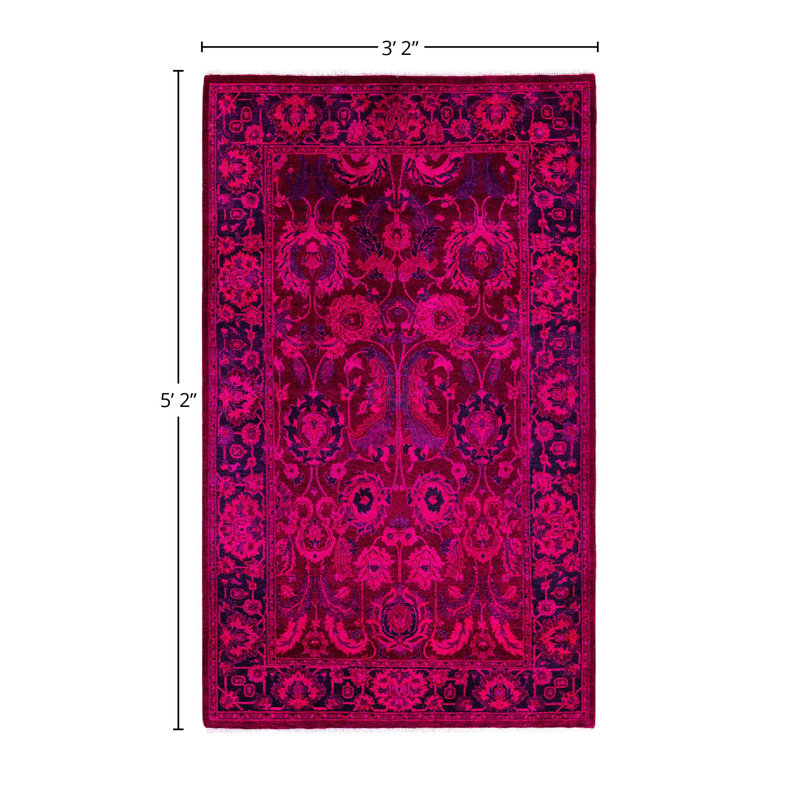 Kyoto One-of-a-Kind 3' 2" X 5' 2" New Age Rectangular Wool Area Rug Pink
