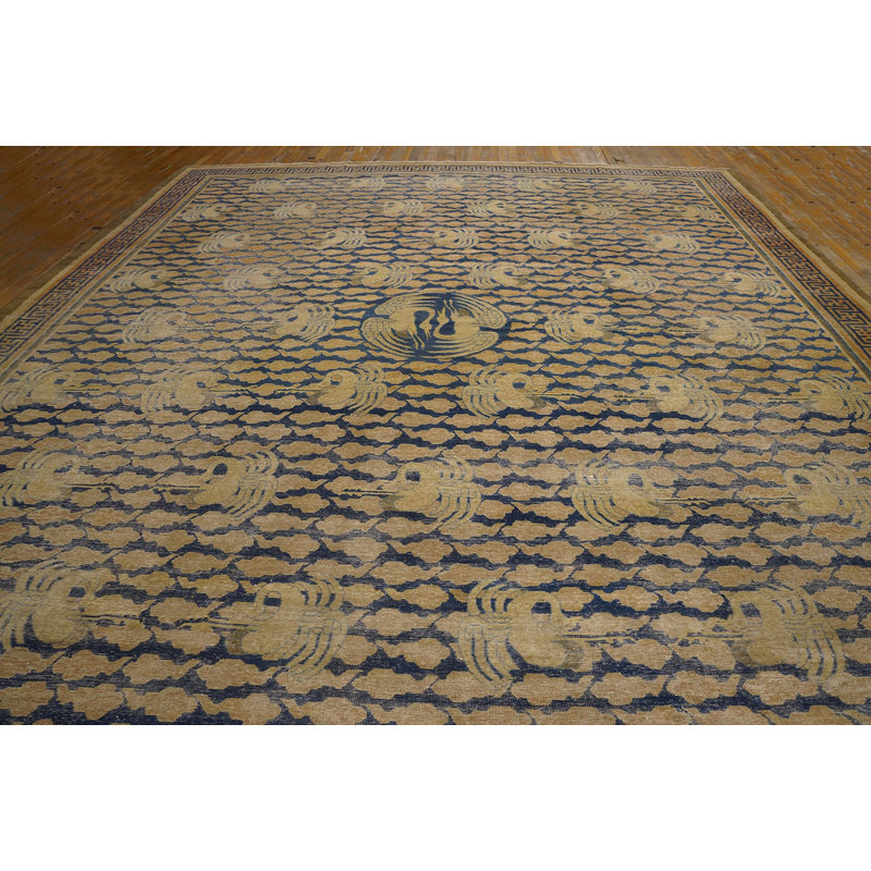 Antique Chinese Room Size Wool Ivory Beige Cream White Rug