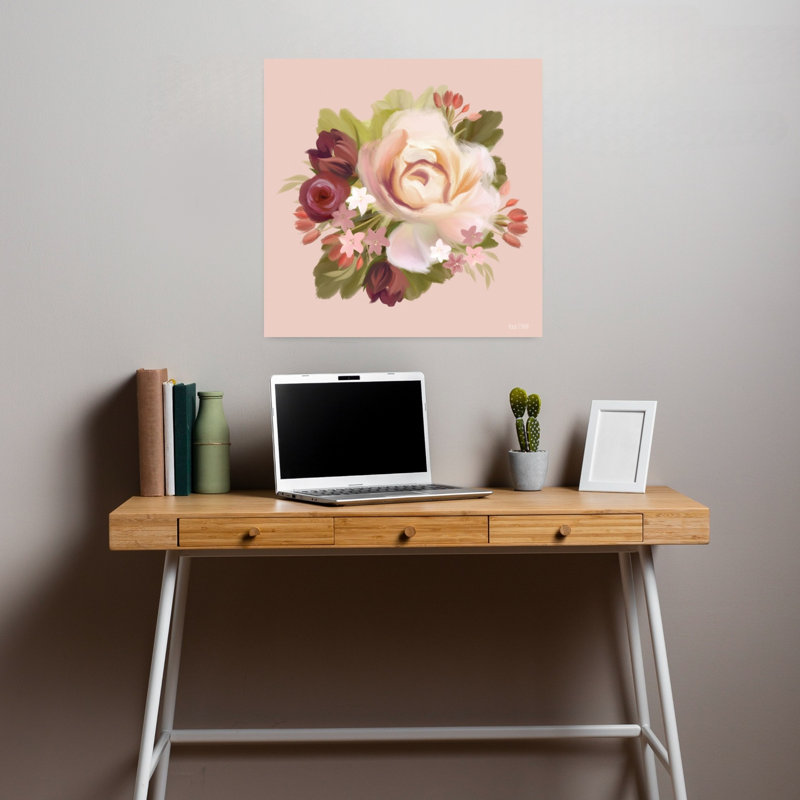 Art floral contemporain Blush Blossoms, H 18 po x l 18 po