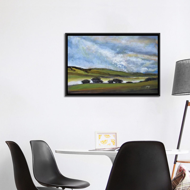 « light on green hills » par la-touche decker, reproduction d’art, H 26 po x l 40 po x 1,5 po, Toile avec cadre noir