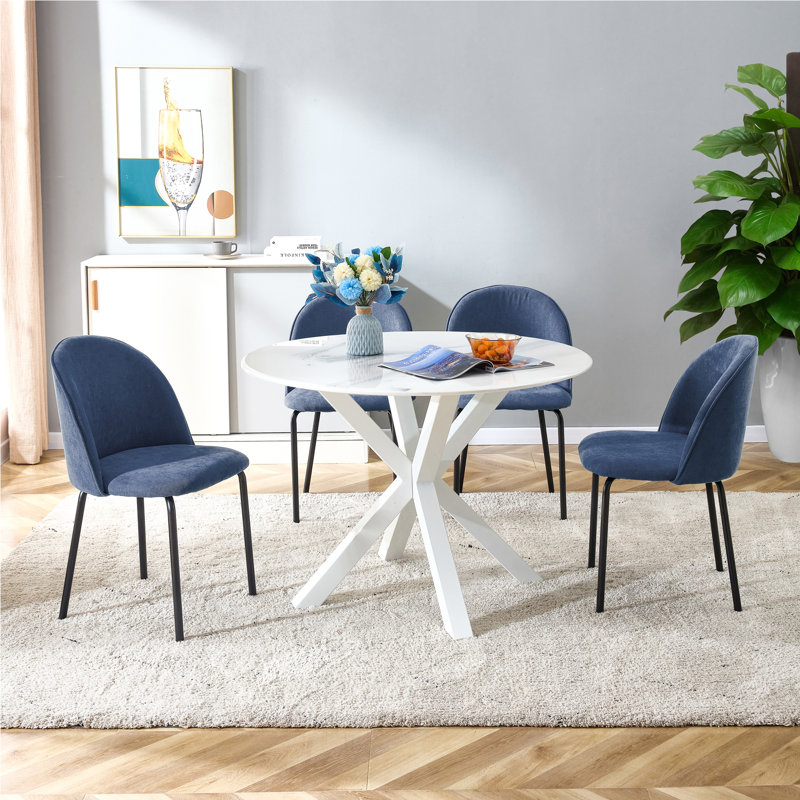 Chaise de salle à manger moderne avec siège rembourré et coquille ergonomique Luma, Bleu