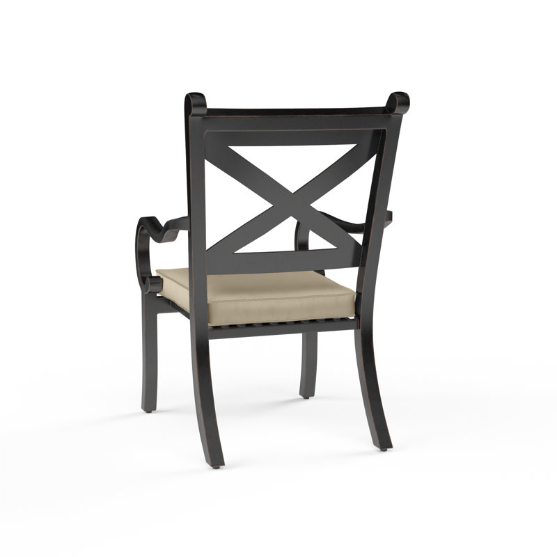 Monterey Outdoor Dining Armchair, Linen Stone Sunbrella®