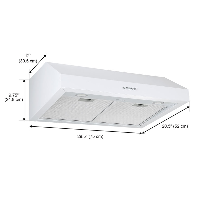 Ancona Stainless Steel 440 CFM Ducted (Vented) Under Cabinet Range Hood with Mesh Filter