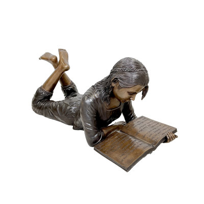 Bronze Girl Reading Book Sculpture