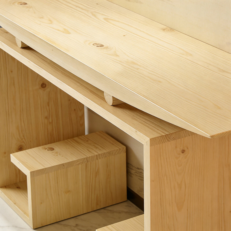 Console d'entrée moderne en bois, H 31,5 po x l 63 po x P 11,81 po, Bois naturel