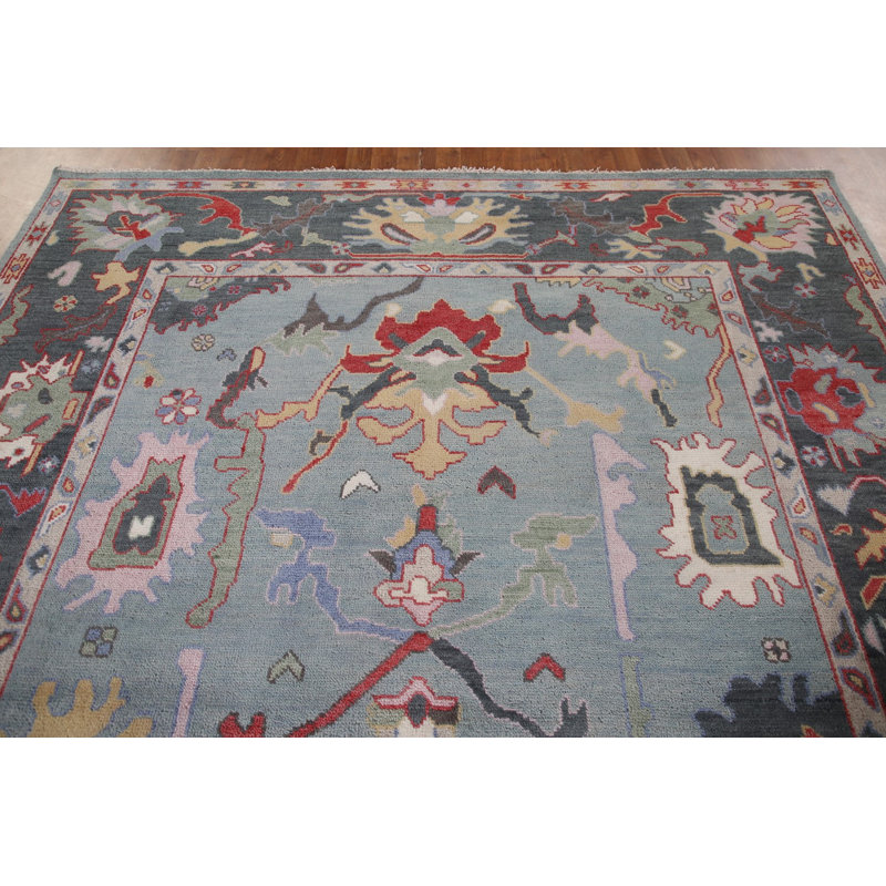Tapis oriental bleu fait à la main Oushak 8 x 10