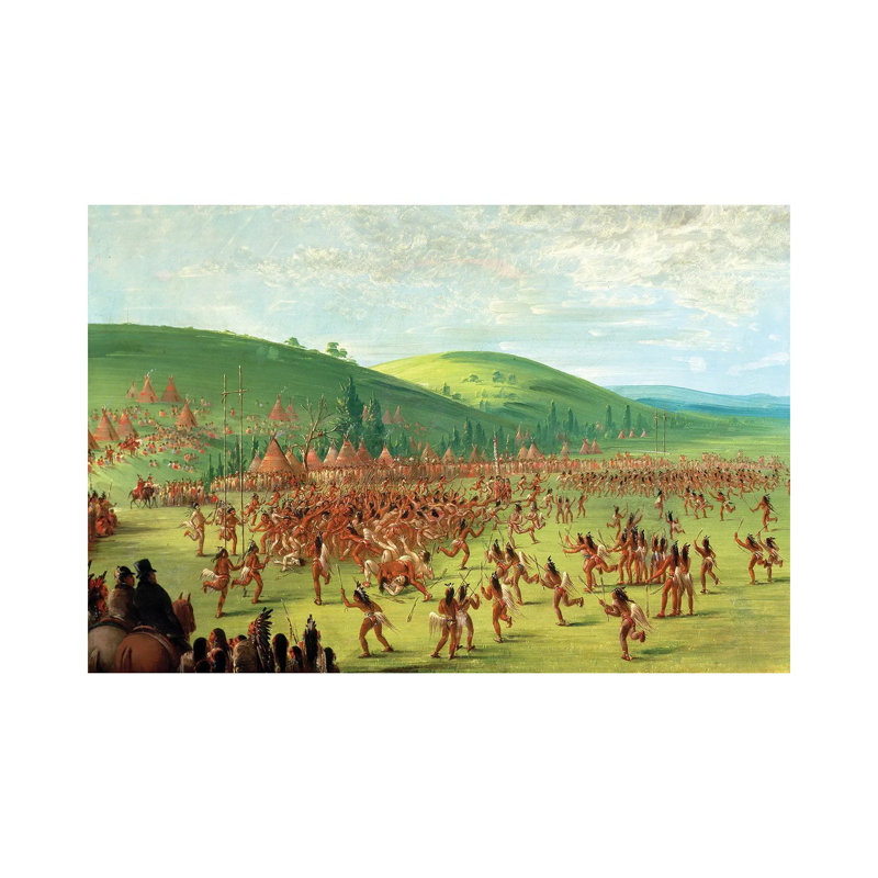 Jeu de balle indien - reproduction d'art murale - toile tendue, H 32 po x l 48 po