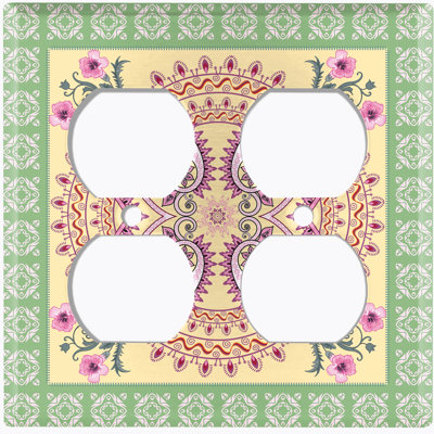 Patterned 2 - Gang Duplex Outlet Standard Wall Plate