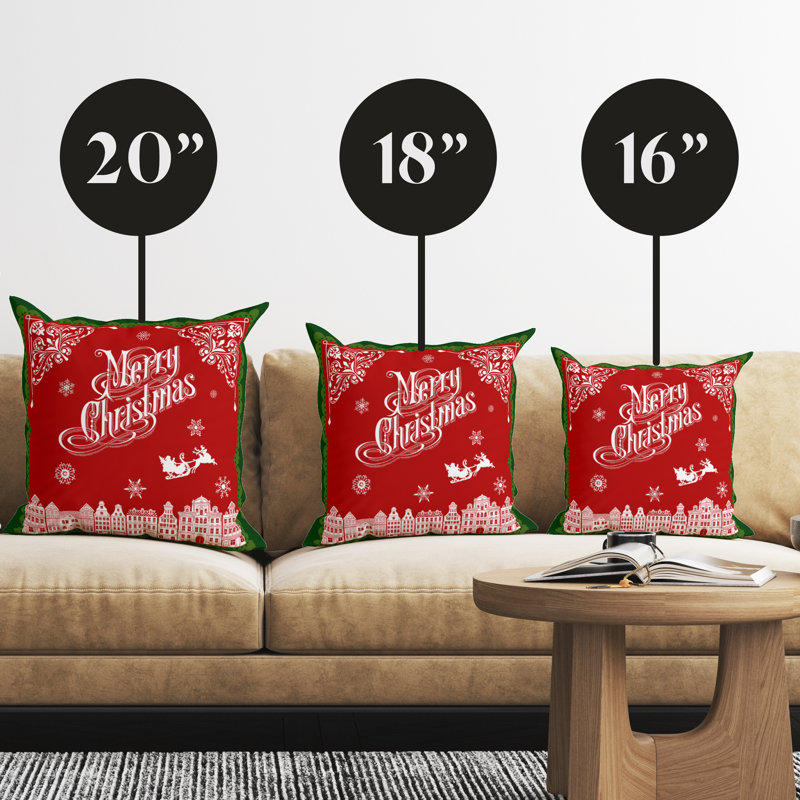 Housse de coussin Merry Christmas Holiday, H 16 po x l 16 po