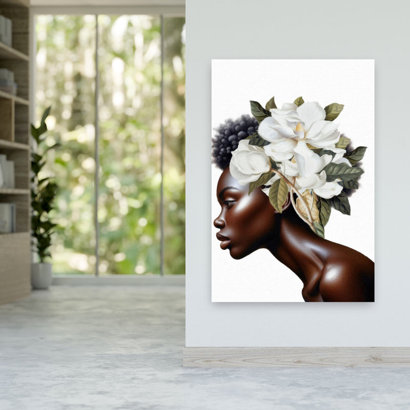 Elegant Magnolia Profile Elegant Serene Abstract Magnolia Flower Portrait Wall Art Print 1 Piece Wrapped Canvas Wall Art