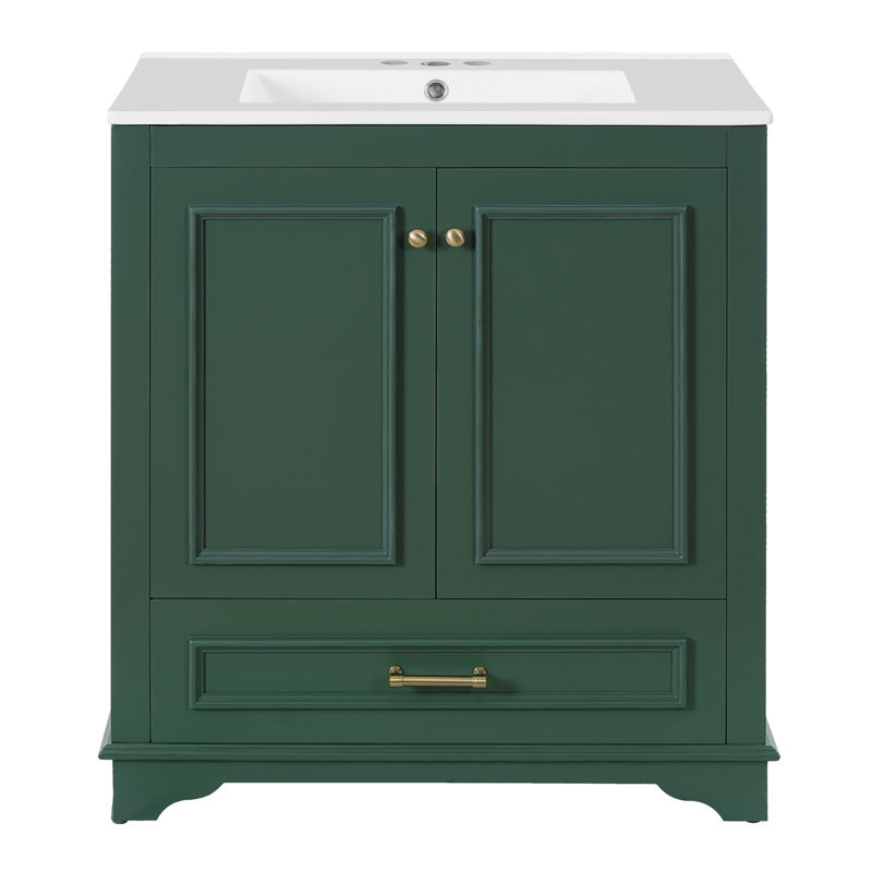 Meuble-lavabo 30 po avec lavabo en céramique, Vert