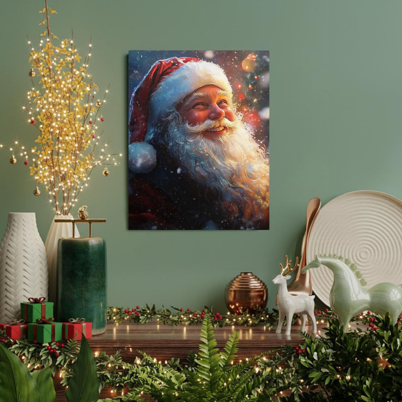 «Happy Santa Claus», art mural sur toile sans cadre 16 po x 20 po