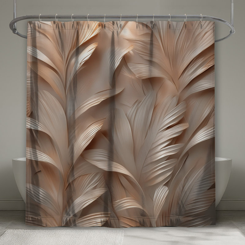 Rideaux de douche texturés à motif de feuilles très long, L 70 po x H 84 po