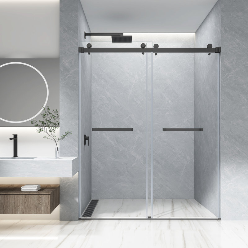 56"-60" W X 76" H Double Sliding Frameless Shower Door With 5/16" Clear Tempered Glass