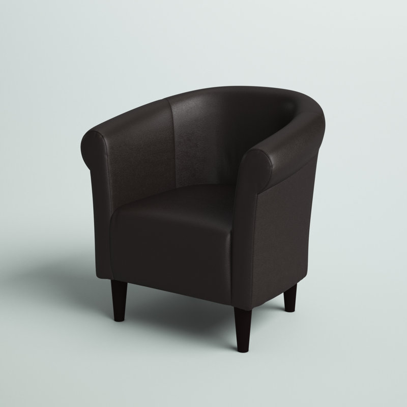 Fauteuil demi-tonneau l 30,5 po Liam, Similicuir noyer