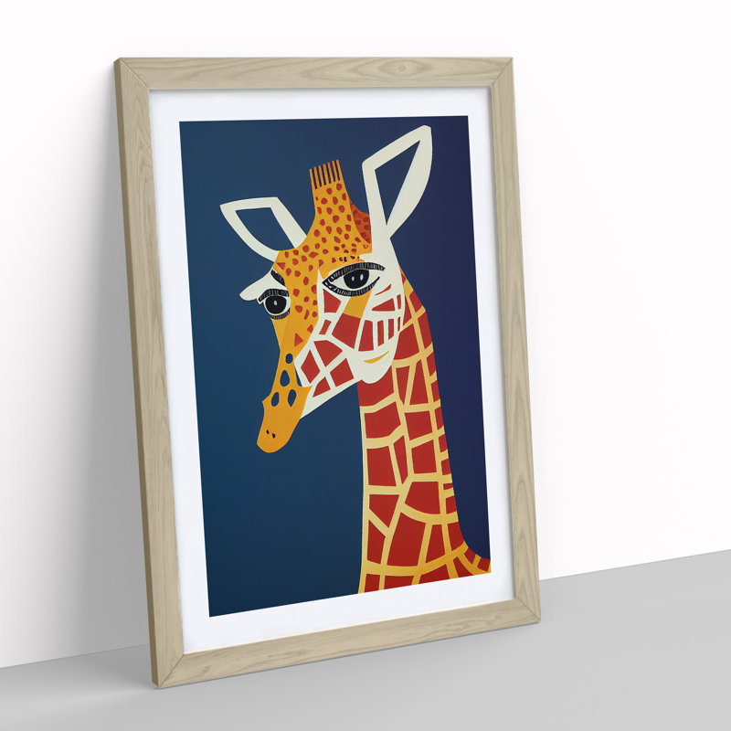 Giraffe Art No.4 - Wall Art, 46cm H x 34cm W x 2cm D, Oak