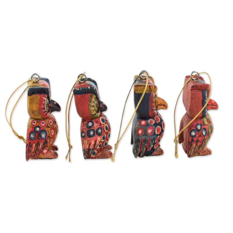 Ensemble d’ornement en forme de fêtes en bois charmant owls