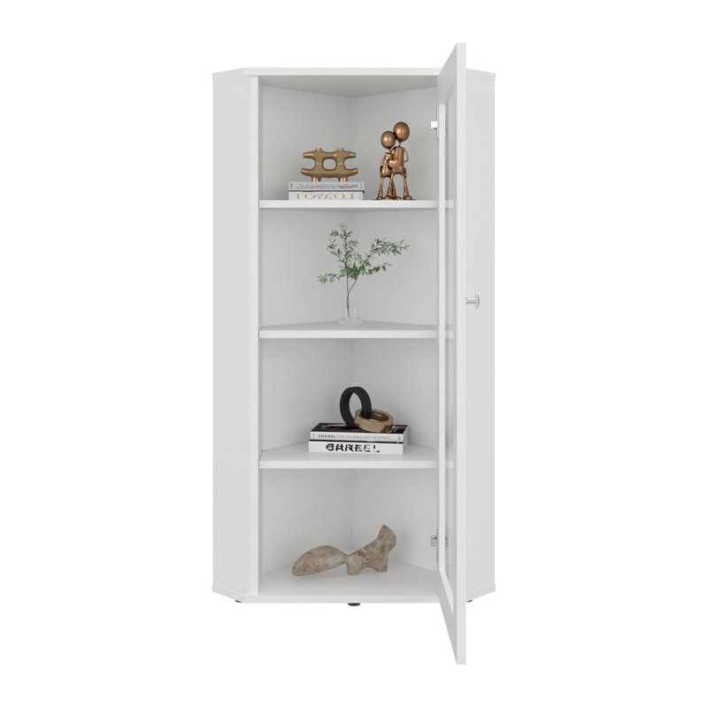 Ruffin Display Cabinet, 1 Door, 4 Shelves, White