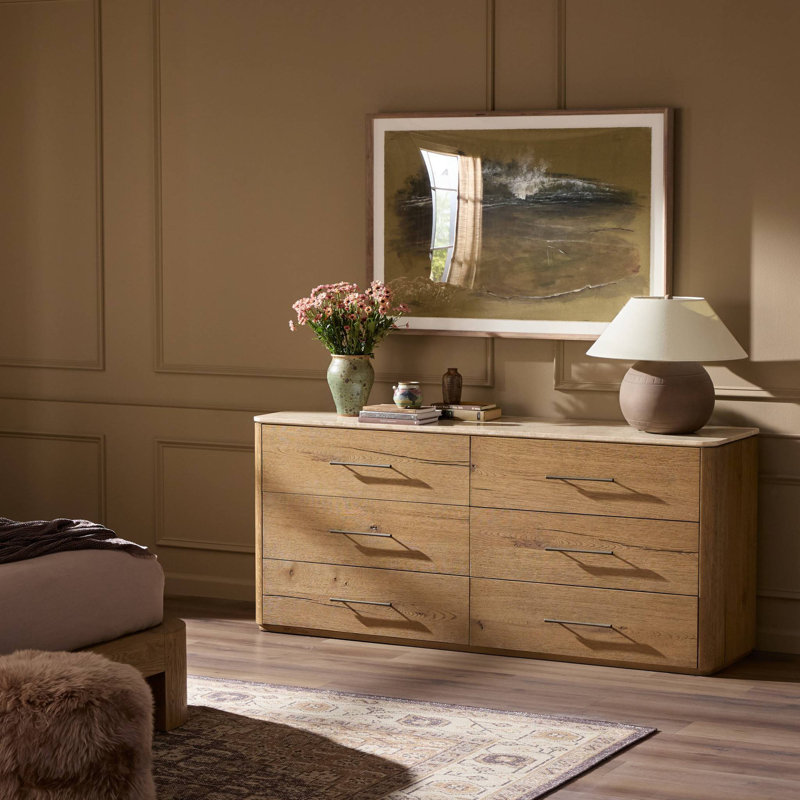 Raleigh 6 Drawer Dresser-Cappuccino Marble