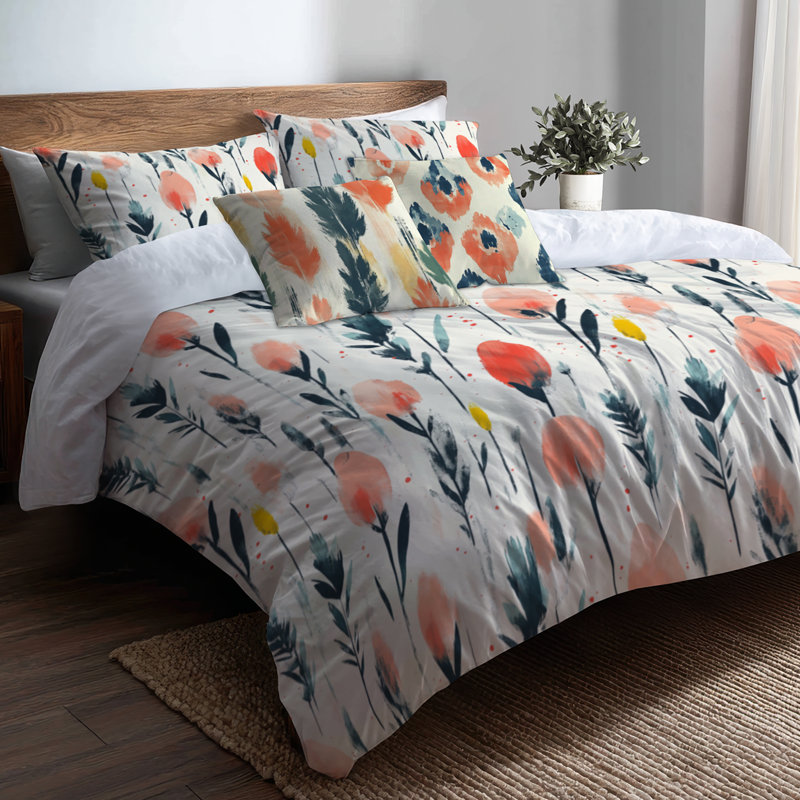 Ensemble d'édredon 6 pièces Boho - Ensemble de literie et coussin décoratif Red Meadow Ikat