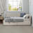 Modern Style L Shape Corner Bed, Linen Upholstered  Daybed  With Two Storage Drawers-1941418512