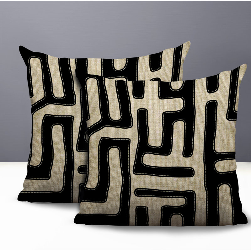 Coussin intérieur / extérieur Tiwa, 18 x 18, Noir