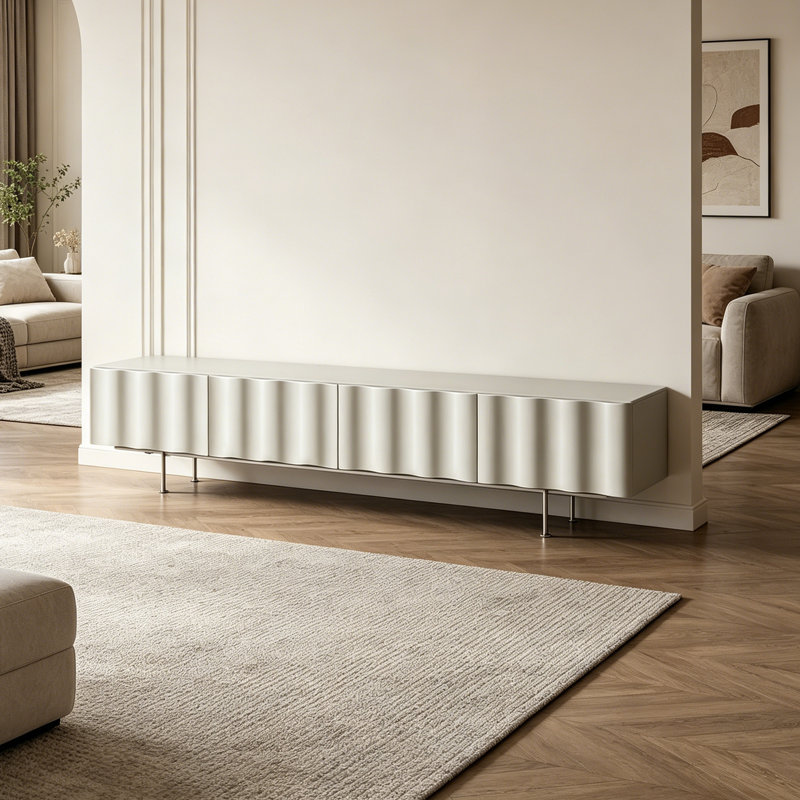 Meuble télé en bois Modern Wave Design, 17.71" H x 94.48" W x 15.74" D