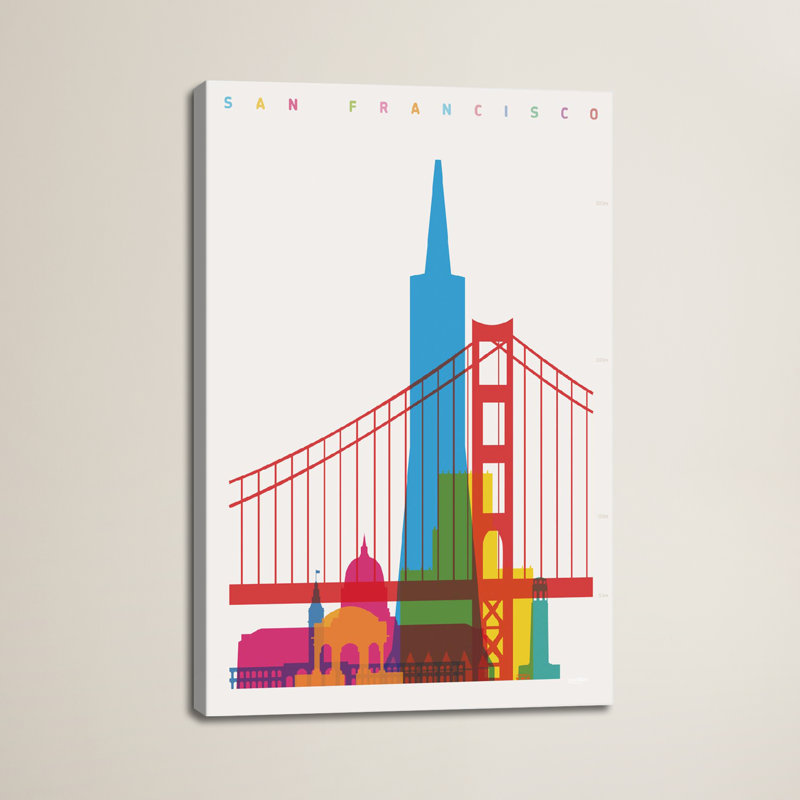 San Francisco par Yoni Alter - reproduction d'art sur toile tendue, H 26 po x l 18 po x P 1,5 po