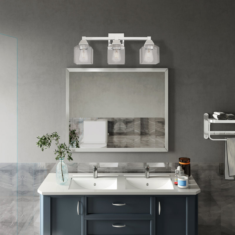 Billington 3 - Light Dimmable Vanity Light, Polished Chrome, Clear Seeded