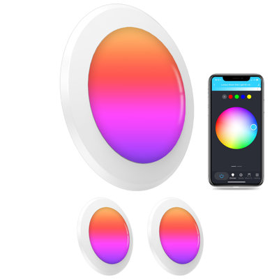 Lumary 13W Smart LED Flush Mount Disk Lights 5/6 Inch, RGBWW WiFi Recessed Surface Mount Ceiling Lights, Color Changing 2700-6500K Dimmable Downlight, Compatible with Alexa/Google Assistant-ETL Listed, 2 Pack