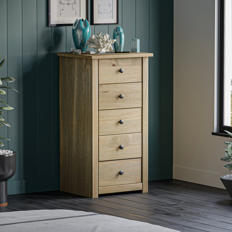 Somers Solid Wood 46cm W 5 - Drawer Chest of Drawers