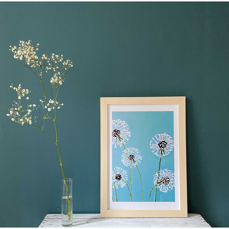 Dandelions On Aqua Painting by Jessica Hollander, 19" H x 13" W x 0.1" D