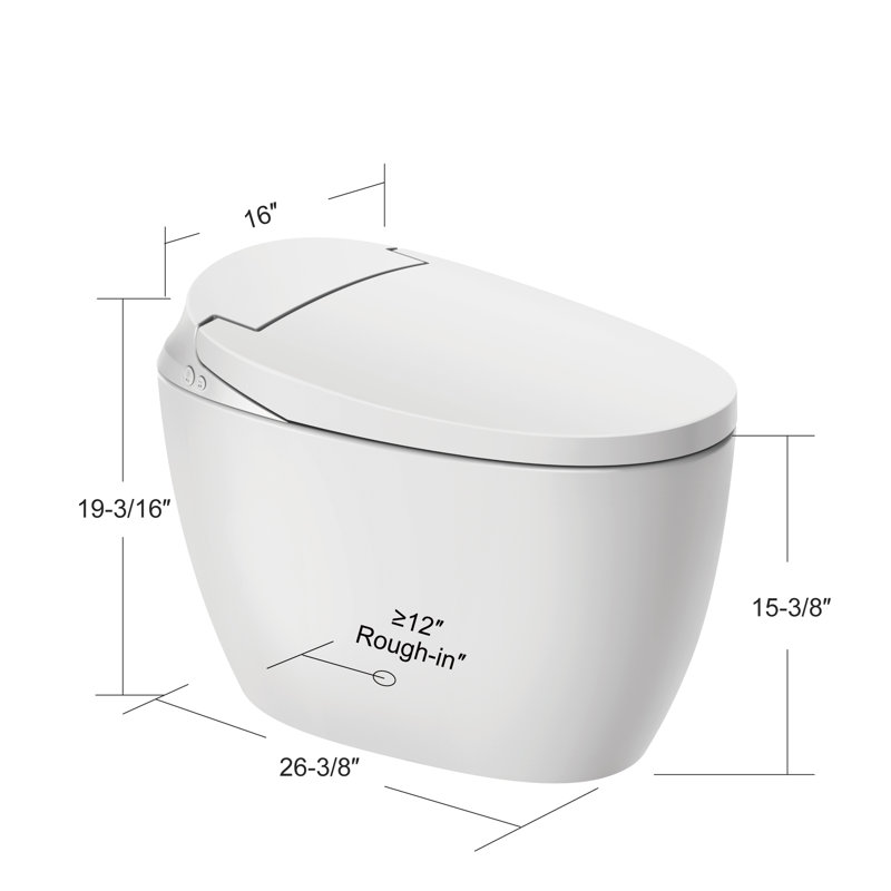 T16 Uinkoo Smart Toilet - Basic function white smart toilet, Foot  Kick, Auto Open/Close, ADA Compliant Comfort Height Toilet, Auto Flush System, Heated Seat, Night Light