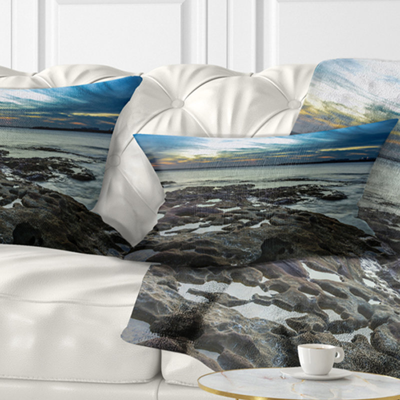 Coussin lombaire cityscape australie mer foncé magnifique, Rectangle 12" x 20"