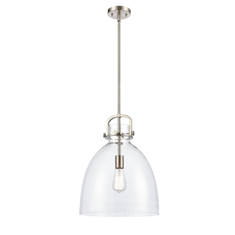Luminaire suspendu 1 lumière Badillo, Clair, H 18,25 po x l 14 po x P 14 po, Nickel satiné