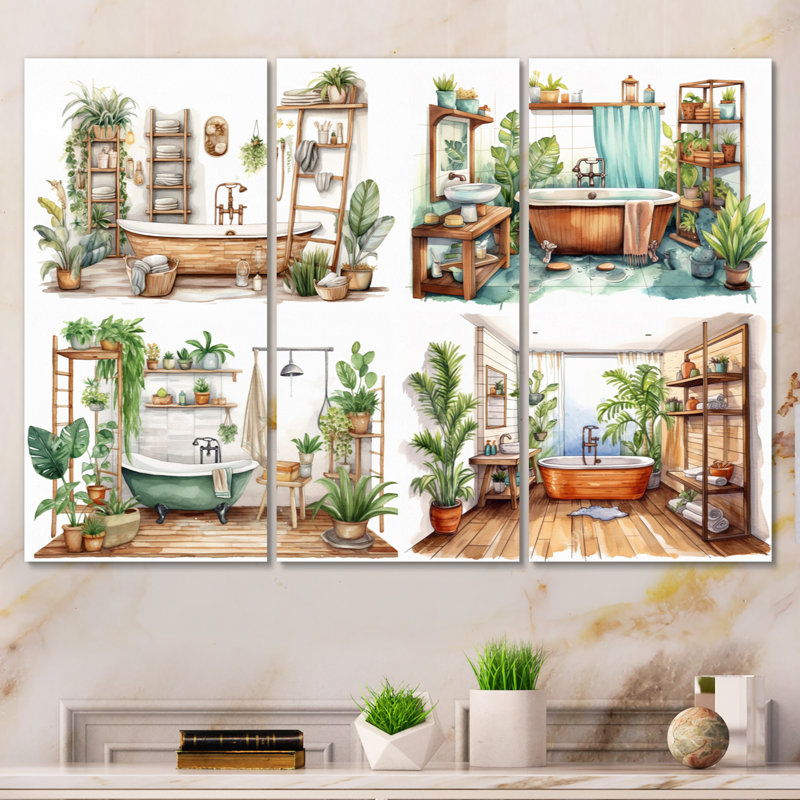 3 pièces de décor de salle de bain naturel, H 28 po x l 36 po x P 1 po